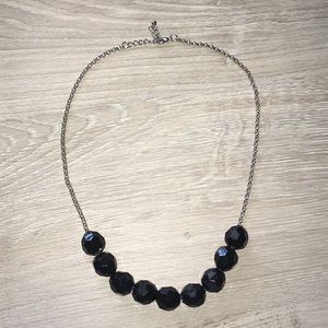 Black bead chunky necklace